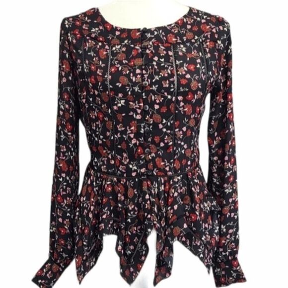 Thakoon Floral‎ Spring Black Detailed Blouse size 2 - Picture 1 of 13